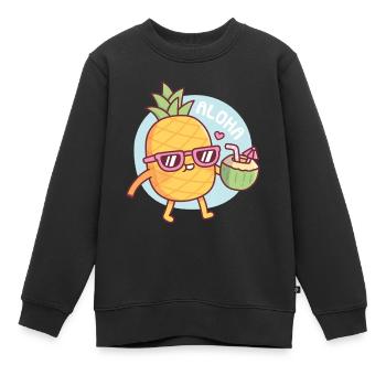 Aloha Ananas mit Sonnenbrille und Kokoswasser - Kinder Premium Organic Sweatshirt - Schwarz - Vorne - AI Model Kid Female (0cm)