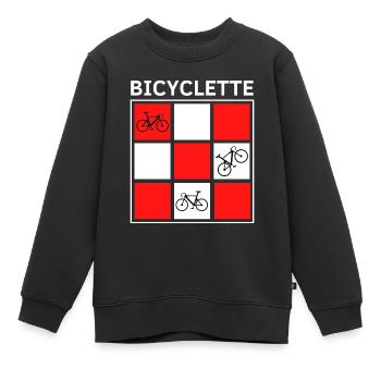 VÉLO CARRÉS ROUGE BLANC - Sweat Premium enfant bio - noir - Devant - AI Model Kid Female (0cm)