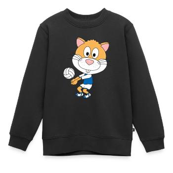 HAMSTER - VOLLEYBALL - SPORT - TIERISCH - Kinder Premium Organic Sweatshirt - Schwarz - Vorne - AI Model Kid Female (0cm)