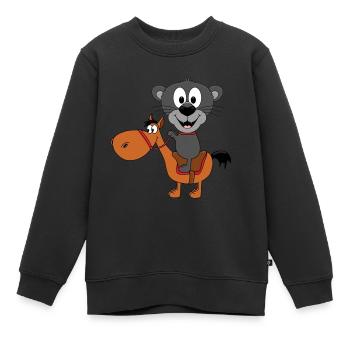 PANTHER - PFERD - REITEN - REITSPORT - TIERISCH - Kinder Premium Organic Sweatshirt - Schwarz - Vorne - AI Model Kid Female (0cm)