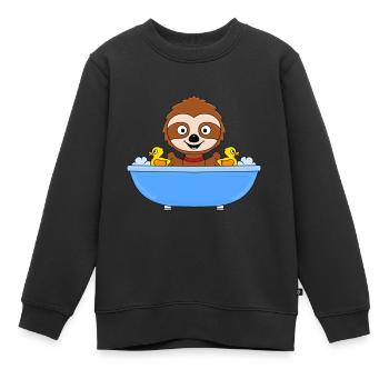 FAULTIER - BADEWANNE - BAD - BADEZIMMER - ENTEN - Kinder Premium Organic Sweatshirt - Schwarz - Vorne - AI Model Kid Female (0cm)