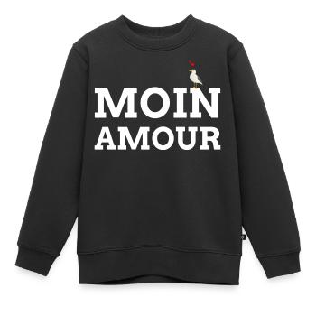 Moin amour | Moin Liebe Nordsee Paar Hamburg - Kinder Premium Organic Sweatshirt - Schwarz - Vorne - AI Model Kid Female (0cm)