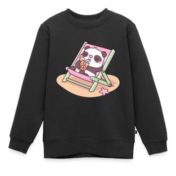 Mignon Panda Chilling On Beach Chaise - Sweat Premium enfant bio - noir - Devant - AI Model Kid Female (0cm)