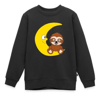 FAULTIER - MOND - TIER - TIERISCH - Kinder Premium Organic Sweatshirt - Schwarz - Vorne - AI Model Kid Female (0cm)
