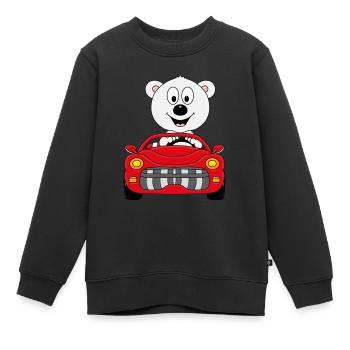 EISBÄR - AUTO - CABRIO - TIER - TIERISCH - Kinder Premium Organic Sweatshirt - Schwarz - Vorne - AI Model Kid Female (0cm)