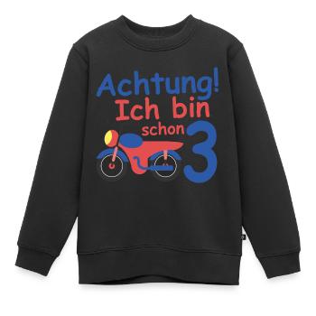 Geburtstagsshirt 3 jahr Motorrad baby Junge - Kinder Premium Organic Sweatshirt - Schwarz - Vorne - AI Model Kid Female (0cm)