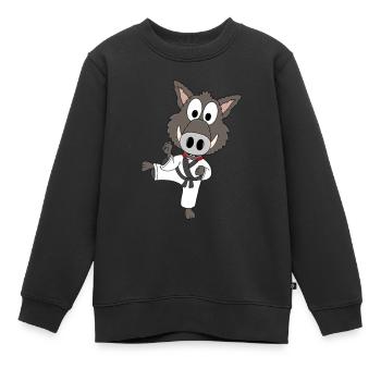 WILDSCHWEIN - KARATE - JUDO - KAMPFSPORT - SPORT - Kinder Premium Organic Sweatshirt - Schwarz - Vorne - AI Model Kid Female (0cm)
