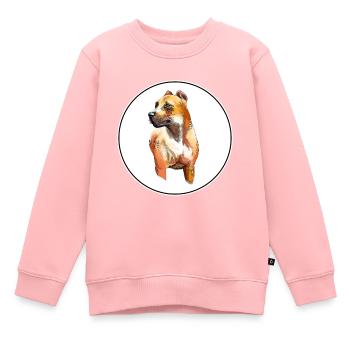 Alano Espanol Dog Aquarelle Sketch Illustration - Sweat Premium enfant bio - rose - Devant - AI Model Kid Female (0cm)