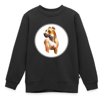 Alano Espanol Hund Aquarell Skizze Illustration - Kinder Premium Organic Sweatshirt - Schwarz - Vorne - AI Model Kid Female (0cm)