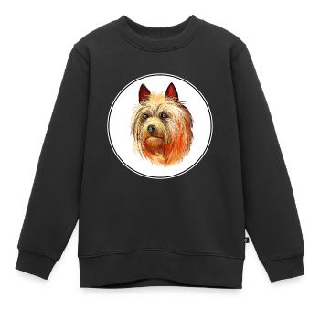 Illustration de l’aquarelle du chien Australian Terrier - Sweat Premium enfant bio - noir - Devant - AI Model Kid Female (0cm)