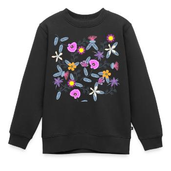 Poppy Blossom Fleur de fleur sauvage Art floral - Sweat Premium enfant bio - noir - Devant - AI Model Kid Female (0cm)