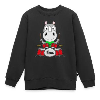 NASHORN - SCHLAGZEUG - MUSIK - TIERISCH - Kinder Premium Organic Sweatshirt - Schwarz - Vorne - AI Model Kid Female (0cm)