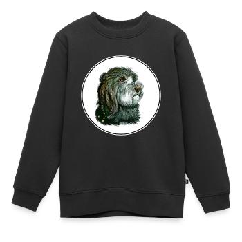Katalanischer Schäferhund Aquarell Illustration - Kinder Premium Organic Sweatshirt - Schwarz - Vorne - AI Model Kid Female (0cm)