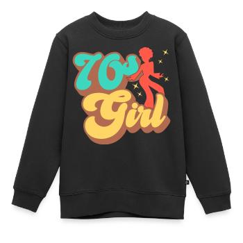 70s Fille 70s Fille Hippie - Sweat Premium enfant bio - noir - Devant - AI Model Kid Female (0cm)