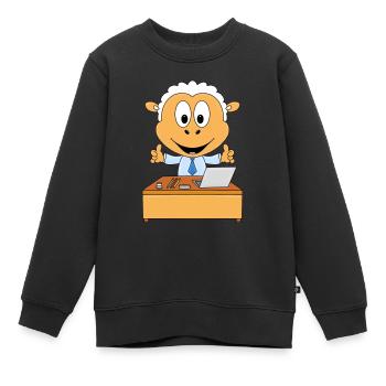 SCHAF - SCHREIBTISCH - ARBEIT - CHEF - MITARBEITER - Kinder Premium Organic Sweatshirt - Schwarz - Vorne - AI Model Kid Female (0cm)