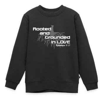 Conception chrétienne enracinée et fondée sur l'amour - Sweat Premium enfant bio - noir - Devant - AI Model Kid Female (0cm)