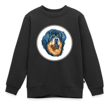 Tibetischer Mastiff Hund Aquarell Skizze Illustration - Kinder Premium Organic Sweatshirt - Schwarz - Vorne - AI Model Kid Female (0cm)
