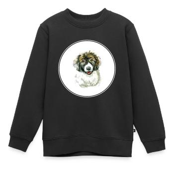 Karpaten-Schäferhund Welpe Hund Aquarell Illustrat - Kinder Premium Organic Sweatshirt - Schwarz - Vorne - AI Model Kid Female (0cm)