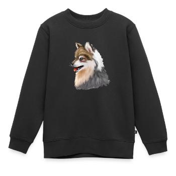 Alaskan Klee Kai Dog Aquarelle Illustration - Sweat Premium enfant bio - noir - Devant - AI Model Kid Female (0cm)