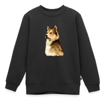 Illustration de l’aquarelle du chien Laika de Sibérie orientale - Sweat Premium enfant bio - noir - Devant - AI Model Kid Female (0cm)