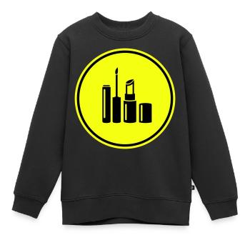 Make Up Cosmetics Icon - Kids Premium Organic Sweatshirt - black - Front - AI Model Kid Female (0cm)