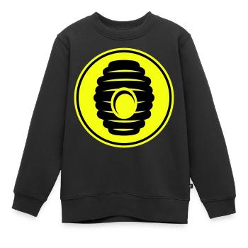 Abeille Icon miel - Sweat Premium enfant bio - noir - Devant - AI Model Kid Female (0cm)