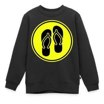 Icône Tongs - Sweat Premium enfant bio - noir - Devant - AI Model Kid Female (0cm)
