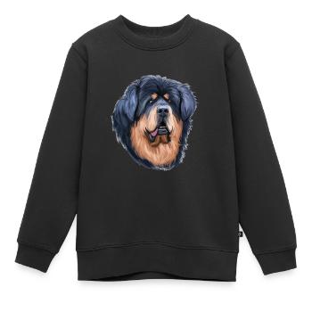 Tibetischer Mastiff Hund Aquarell Skizze Illustration - Kinder Premium Organic Sweatshirt - Schwarz - Vorne - AI Model Kid Female (0cm)