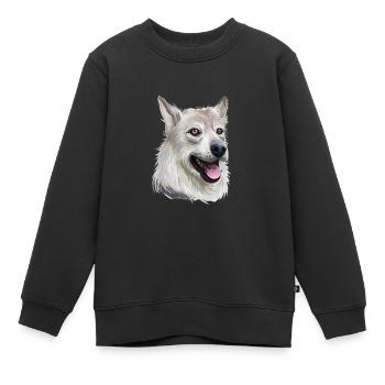 Illustration de l’aquarelle du chien Laika de Sibérie occidentale - Sweat Premium enfant bio - noir - Devant - AI Model Kid Female (0cm)