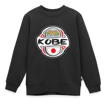 Kobe Japan Flag Badge Travel Souvenir Stamp - Kids Premium Organic Sweatshirt - black - Front - AI Model Kid Female (0cm)