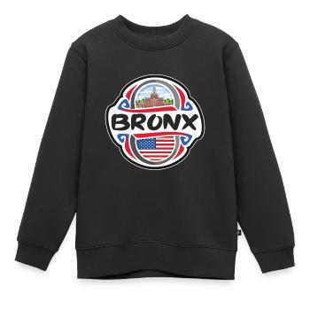 Bronx USA Vereinigte Staaten Flagge Reise Souvenir Abzeichen - Kinder Premium Organic Sweatshirt - Schwarz - Vorne - AI Model Kid Female (0cm)