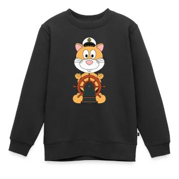 HAMSTER - KAPITÄN - MEER - SEE - SEEFAHRER - BOOT - Kinder Premium Organic Sweatshirt - Schwarz - Vorne - AI Model Kid Female (0cm)