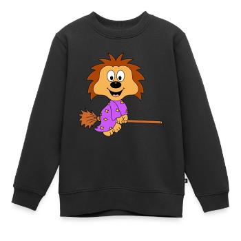IGEL - HEXE - HEXENBESEN - HALLOWEEN - TIER - BABY - Kinder Premium Organic Sweatshirt - Schwarz - Vorne - AI Model Kid Female (0cm)