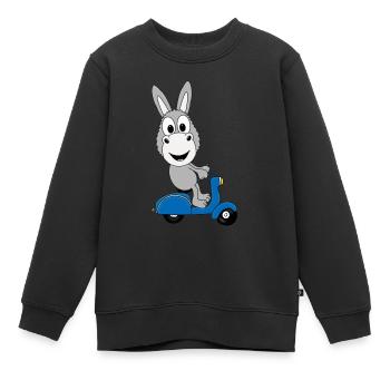 ESEL - ROLLER - TIER - TIERISCH - Kinder Premium Organic Sweatshirt - Schwarz - Vorne - AI Model Kid Female (0cm)