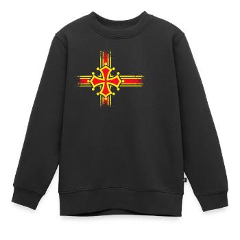 Okzitanisches gelbes Kreuz auf rotem und/oder schwarzem Grund. - Kinder Premium Organic Sweatshirt - Schwarz - Vorne - AI Model Kid Female (0cm)