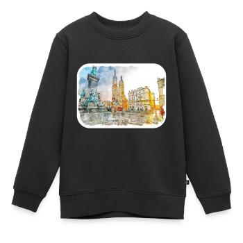 Krakau Polen Aquarellskizze Gezeichnete Illustration - Kinder Premium Organic Sweatshirt - Schwarz - Vorne - AI Model Kid Female (0cm)
