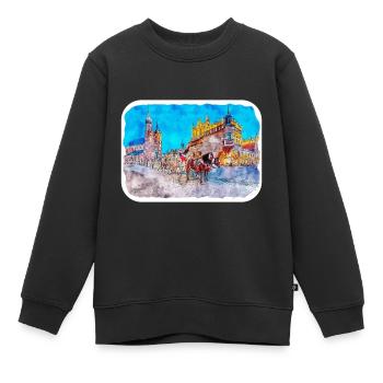 Krakau Polen Aquarellskizze Gezeichnete Illustration - Kinder Premium Organic Sweatshirt - Schwarz - Vorne - AI Model Kid Female (0cm)