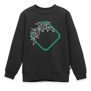Natur Rahmen Quadrat Blatt Verzierung - Kinder Premium Organic Sweatshirt - Schwarz - Vorne - AI Model Kid Female (0cm)