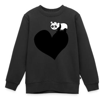panda herz tierliebe bär - Kinder Premium Organic Sweatshirt - Schwarz - Vorne - AI Model Kid Female (0cm)