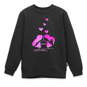 Liebespaar lesbisch rosa glitzer liebe - Kinder Premium Organic Sweatshirt - Schwarz - Vorne - AI Model Kid Female (0cm)