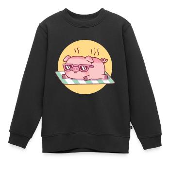 Un cochon mignon prend un coup de soleil et est rôti - Sweat Premium enfant bio - noir - Devant - AI Model Kid Female (0cm)