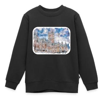 Quebec Kanada Aquarell Skizze gezeichnete Illustration - Kinder Premium Organic Sweatshirt - Schwarz - Vorne - AI Model Kid Female (0cm)