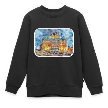 Quebec Kanada Aquarell Skizze gezeichnete Illustration - Kinder Premium Organic Sweatshirt - Schwarz - Vorne - AI Model Kid Female (0cm)