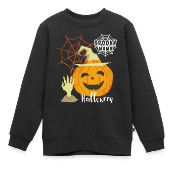 Halloween Party Kürbis Tshirt - Kinder Premium Organic Sweatshirt - Schwarz - Vorne - AI Model Kid Female (0cm)