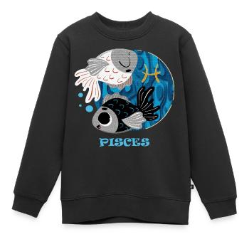 Sternzeichen Fische - Kinder Premium Organic Sweatshirt - Schwarz - Vorne - AI Model Kid Female (0cm)