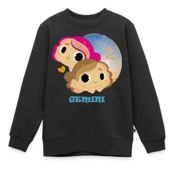 Sternzeichen Zwillinge - Kinder Premium Organic Sweatshirt - Schwarz - Vorne - AI Model Kid Female (0cm)