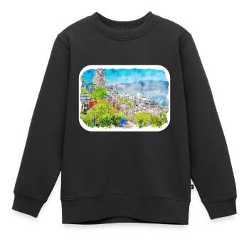 Quebec Kanada Aquarell Skizze gezeichnete Illustration - Kinder Premium Organic Sweatshirt - Schwarz - Vorne - AI Model Kid Female (0cm)