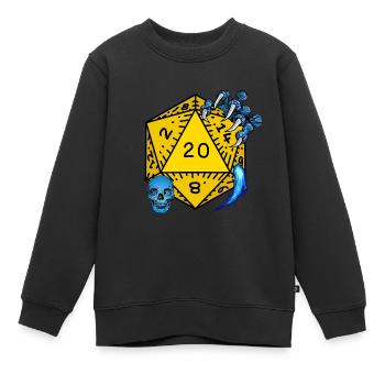 D20 Aventure Sortilége JDR - Sweat Premium enfant bio - noir - Devant - AI Model Kid Female (0cm)