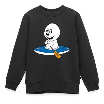ROBBE - SEEHUND - HEULER - KAJAK - KANU - SPORT - Kinder Premium Organic Sweatshirt - Schwarz - Vorne - AI Model Kid Female (0cm)