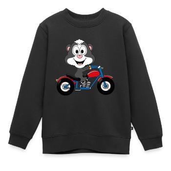 STINKTIER - MOTORRAD - BIKER - TIER - TIERISCH - Kinder Premium Organic Sweatshirt - Schwarz - Vorne - AI Model Kid Female (0cm)